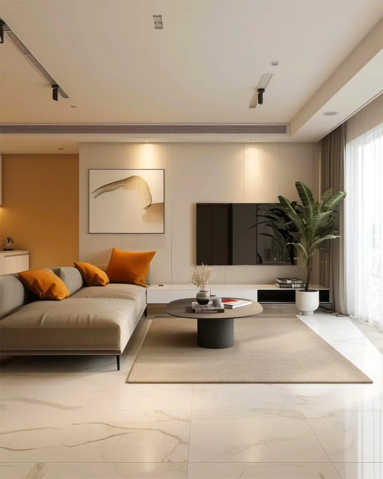 Luxury Media Lounge with Curved Sofa
