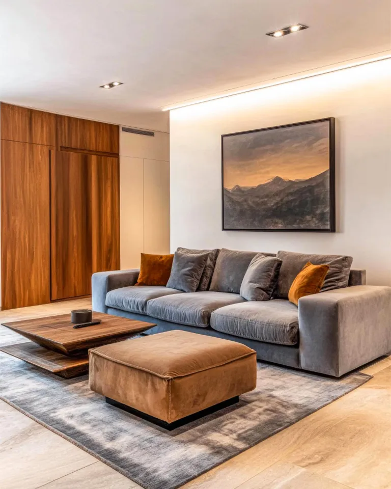Sleek Charcoal & Wood Unit