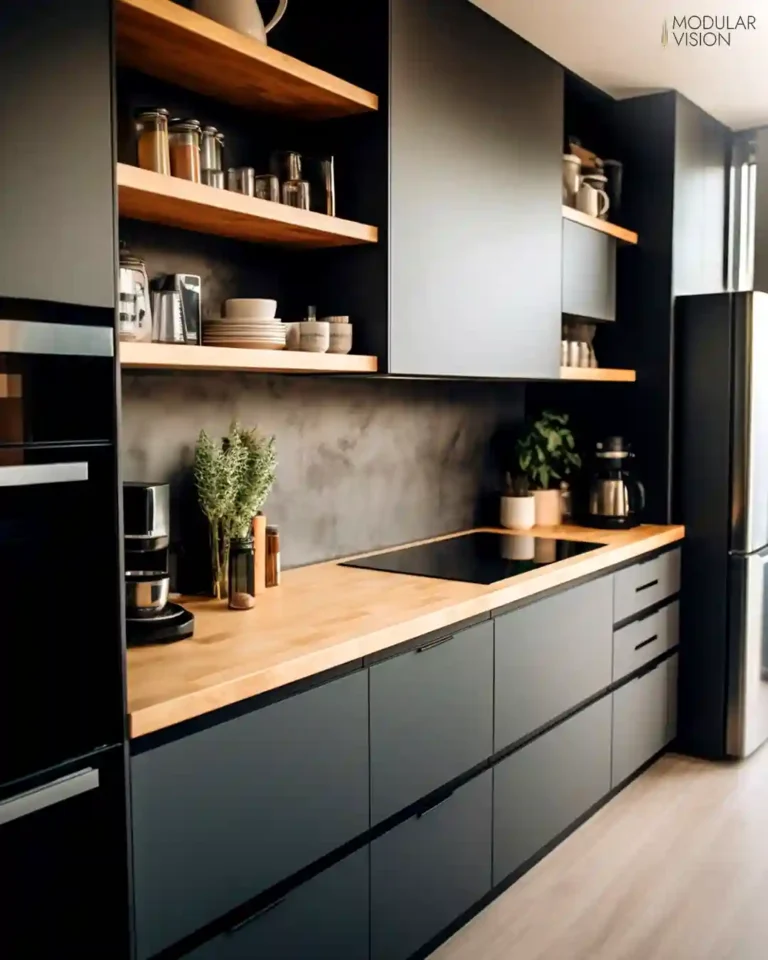 Elegant Navy Blue & Calacatta Marble Kitchen