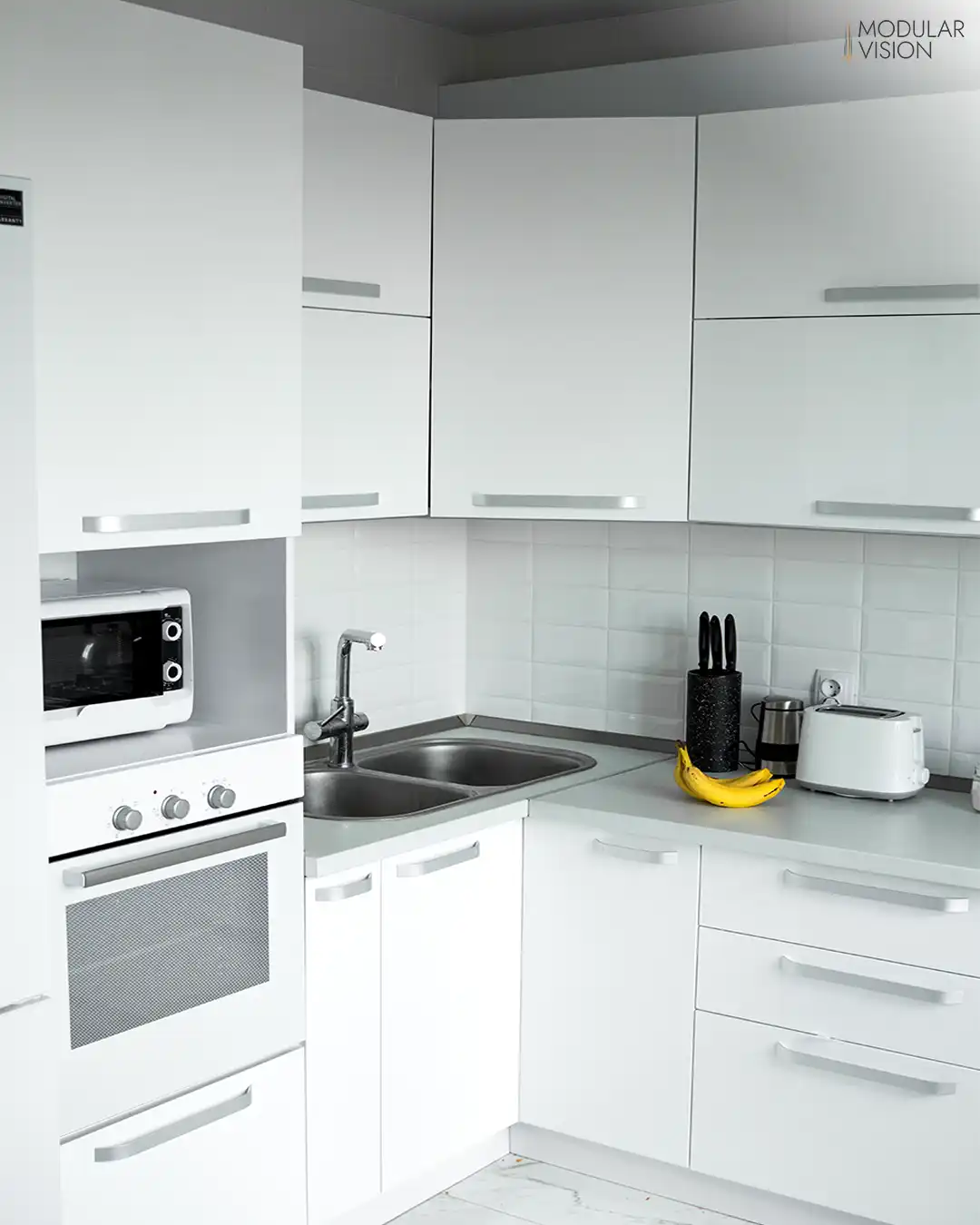 Pristine White Modular Kitchen