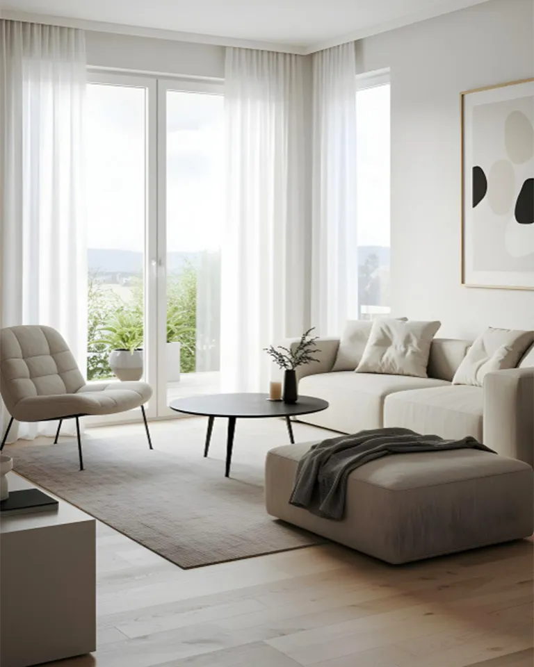 Minimalist Clean-Line Modular Living Room