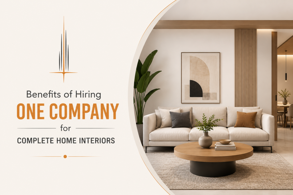 Benefits of hiring one company for complete home interiors by Interior Decorators in Delhi