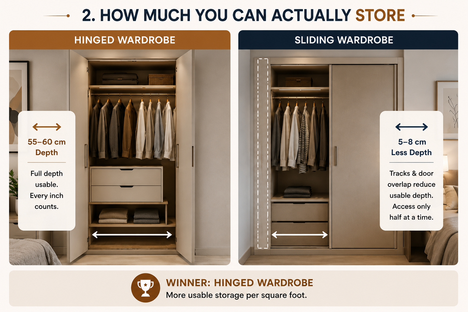 Hinged vs Sliding Wardrobe Storage