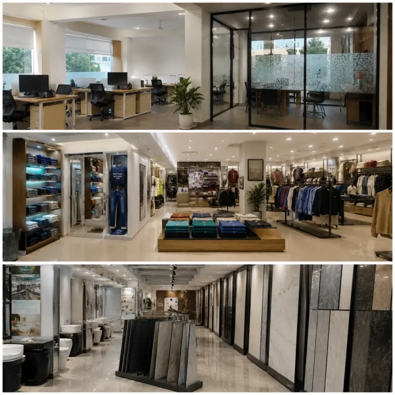 Luxury commercial office and retail showroom interior design