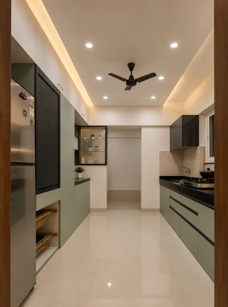 Sleek Minimalist Galley Kitchen Design